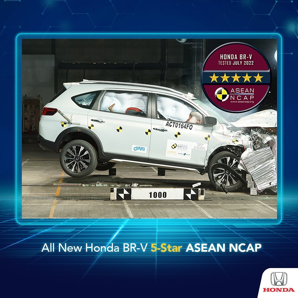 Dua SUV Honda HR-V dan BR-V Raih 5 Bintang Hasil Uji Tabrak ASEAN NCAP